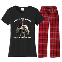 White Elephant Gag Wrapped Elephant Dumb Women's Flannel Pajama Set