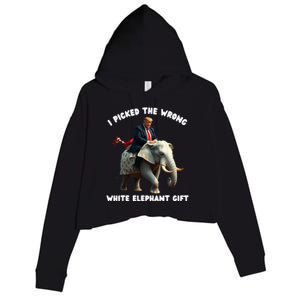 White Elephant Gag Wrapped Elephant Dumb Crop Fleece Hoodie