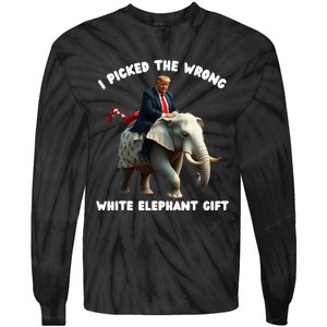 White Elephant Gag Wrapped Elephant Dumb Tie-Dye Long Sleeve Shirt