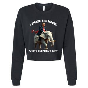 White Elephant Gag Wrapped Elephant Dumb Cropped Pullover Crew