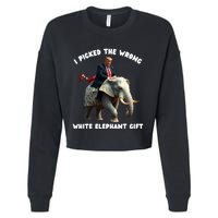 White Elephant Gag Wrapped Elephant Dumb Cropped Pullover Crew