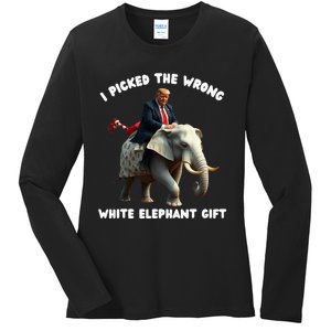 White Elephant Gag Wrapped Elephant Dumb Ladies Long Sleeve Shirt