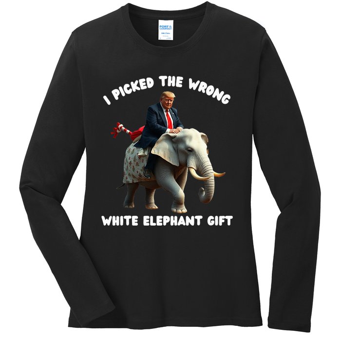 White Elephant Gag Wrapped Elephant Dumb Ladies Long Sleeve Shirt