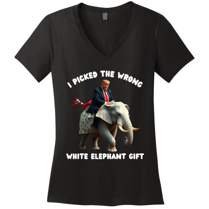 White Elephant Gag Wrapped Elephant Dumb Women's V-Neck T-Shirt