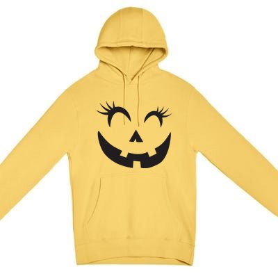 Winking Eye Halloween Lashes JackOLantern Pumpkin Face Premium Pullover Hoodie