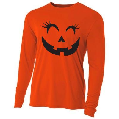 Winking Eye Halloween Lashes JackOLantern Pumpkin Face Cooling Performance Long Sleeve Crew