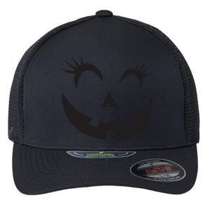 Winking Eye Halloween Lashes JackOLantern Pumpkin Face Flexfit Unipanel Trucker Cap