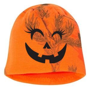 Winking Eye Halloween Lashes JackOLantern Pumpkin Face Kati - Camo Knit Beanie