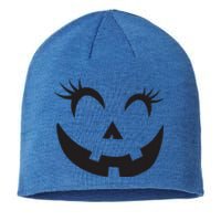 Winking Eye Halloween Lashes JackOLantern Pumpkin Face Sustainable Beanie