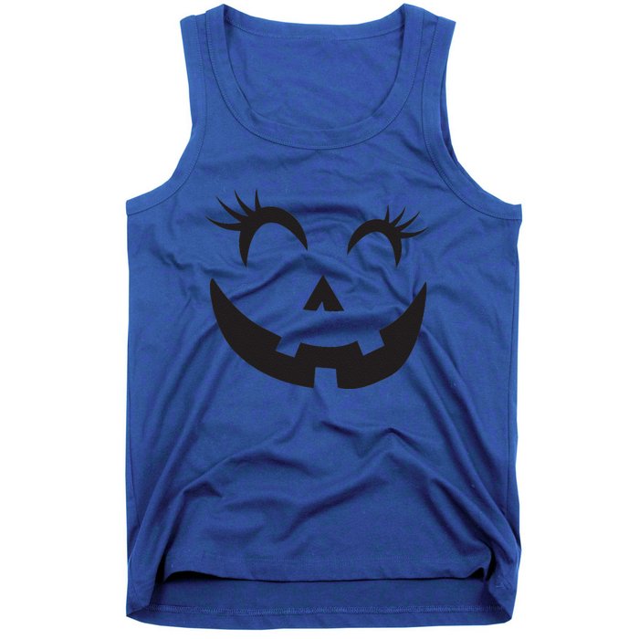 Winking Eye Halloween Lashes JackOLantern Pumpkin Face Tank Top