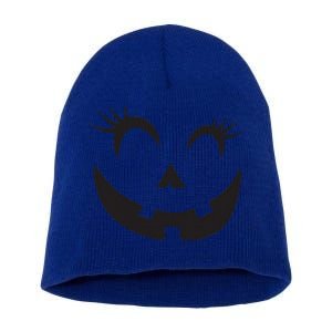 Winking Eye Halloween Lashes JackOLantern Pumpkin Face Short Acrylic Beanie