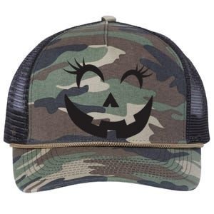 Winking Eye Halloween Lashes JackOLantern Pumpkin Face Retro Rope Trucker Hat Cap