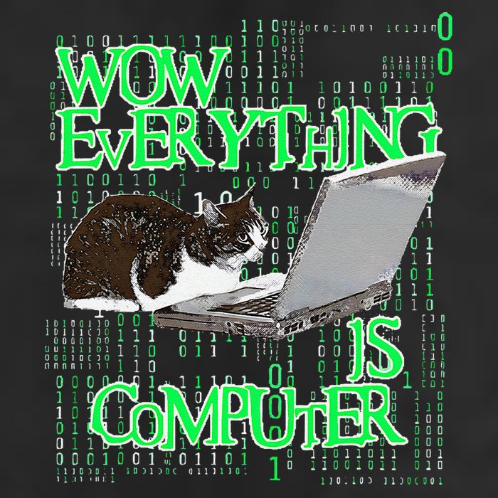 Wow Everything Is Computer Cat Garment-Dyed Fleece Hoodie