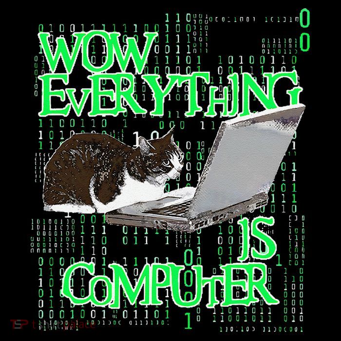 Wow Everything Is Computer Cat Tall T-Shirt