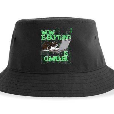 Wow Everything Is Computer Cat Sustainable Bucket Hat
