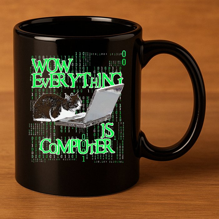 Wow Everything Is Computer Cat 11oz C Handle Ceramic Mug