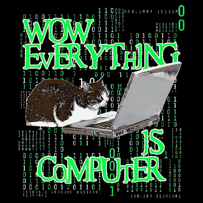 Wow Everything Is Computer Cat Drawstring Bag