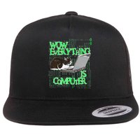 Wow Everything Is Computer Cat Flatbill Hat