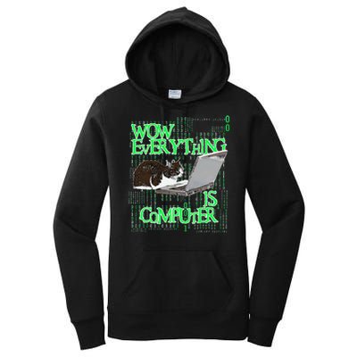 Wow Everything Is Computer Cat Women's Pullover Hoodie