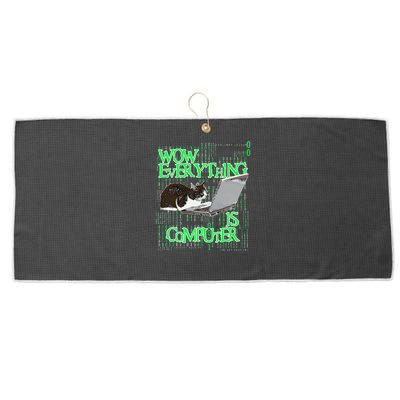 Wow Everything Is Computer Cat Large Microfiber Waffle Golf Towel