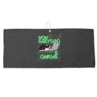 Wow Everything Is Computer Cat Large Microfiber Waffle Golf Towel