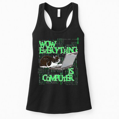 Wow Everything Is Computer Cat Womens Tank Top