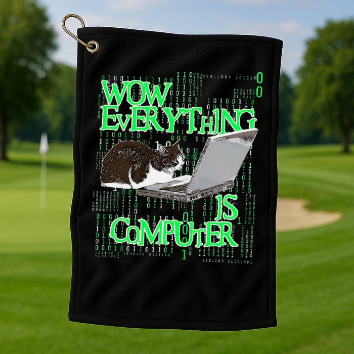 Wow Everything Is Computer Cat Golf Towel