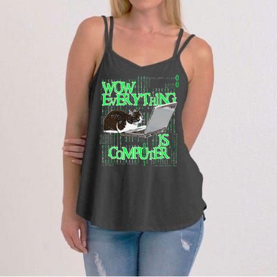 Wow Everything Is Computer Cat Women's Strappy Tank