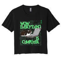 Wow Everything Is Computer Cat Crop Top