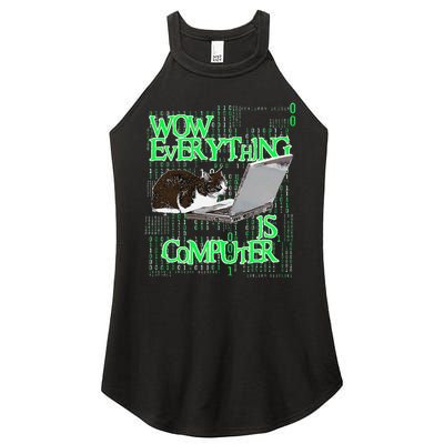 Wow Everything Is Computer Cat Women's Perfect Tri Rocker Tank