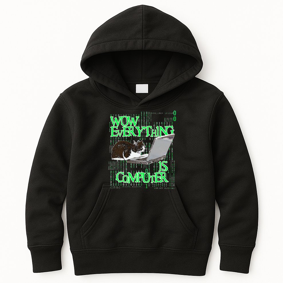 Wow Everything Is Computer Cat Kids Hoodie