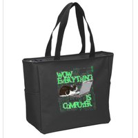 Wow Everything Is Computer Cat Zip Tote Bag