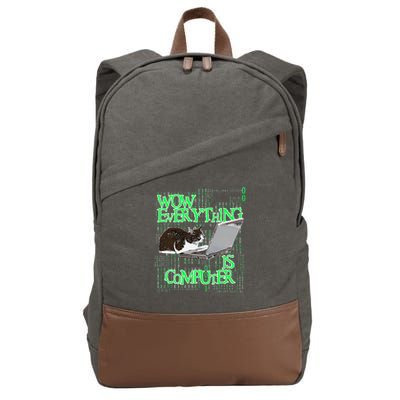 Wow Everything Is Computer Cat Cotton Canvas Backpack