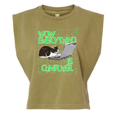 Wow Everything Is Computer Cat Garment-Dyed Women's Muscle Tee