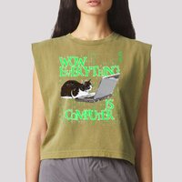 Wow Everything Is Computer Cat Garment-Dyed Women's Muscle Tee