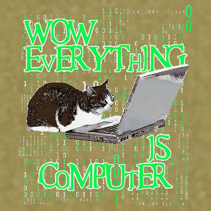 Wow Everything Is Computer Cat Garment-Dyed Women's Muscle Tee