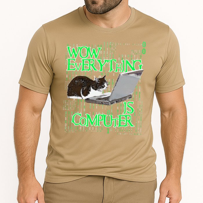 Wow Everything Is Computer Cat Performance Shirt
