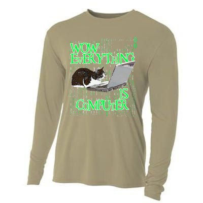 Wow Everything Is Computer Cat Cooling Performance Long Sleeve Crew