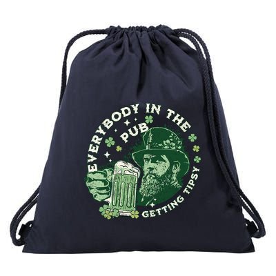 Wo Everybody In The Pub Getting Tipsy Funny PatrickS Day 2025 Drawstring Bag