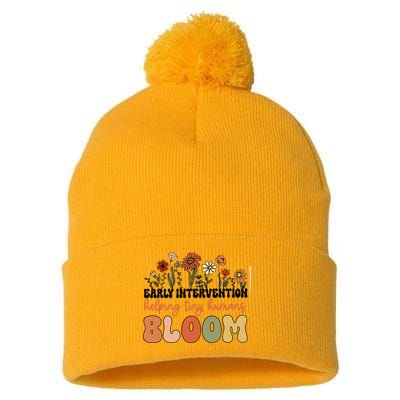 Wildflower Early Intervention Helping Tiny Human Bloom Pom Pom 12in Knit Beanie
