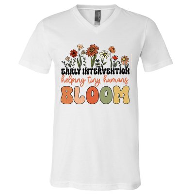 Wildflower Early Intervention Helping Tiny Human Bloom V-Neck T-Shirt