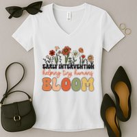 Wildflower Early Intervention Helping Tiny Human Bloom Women's V-Neck T-Shirt
