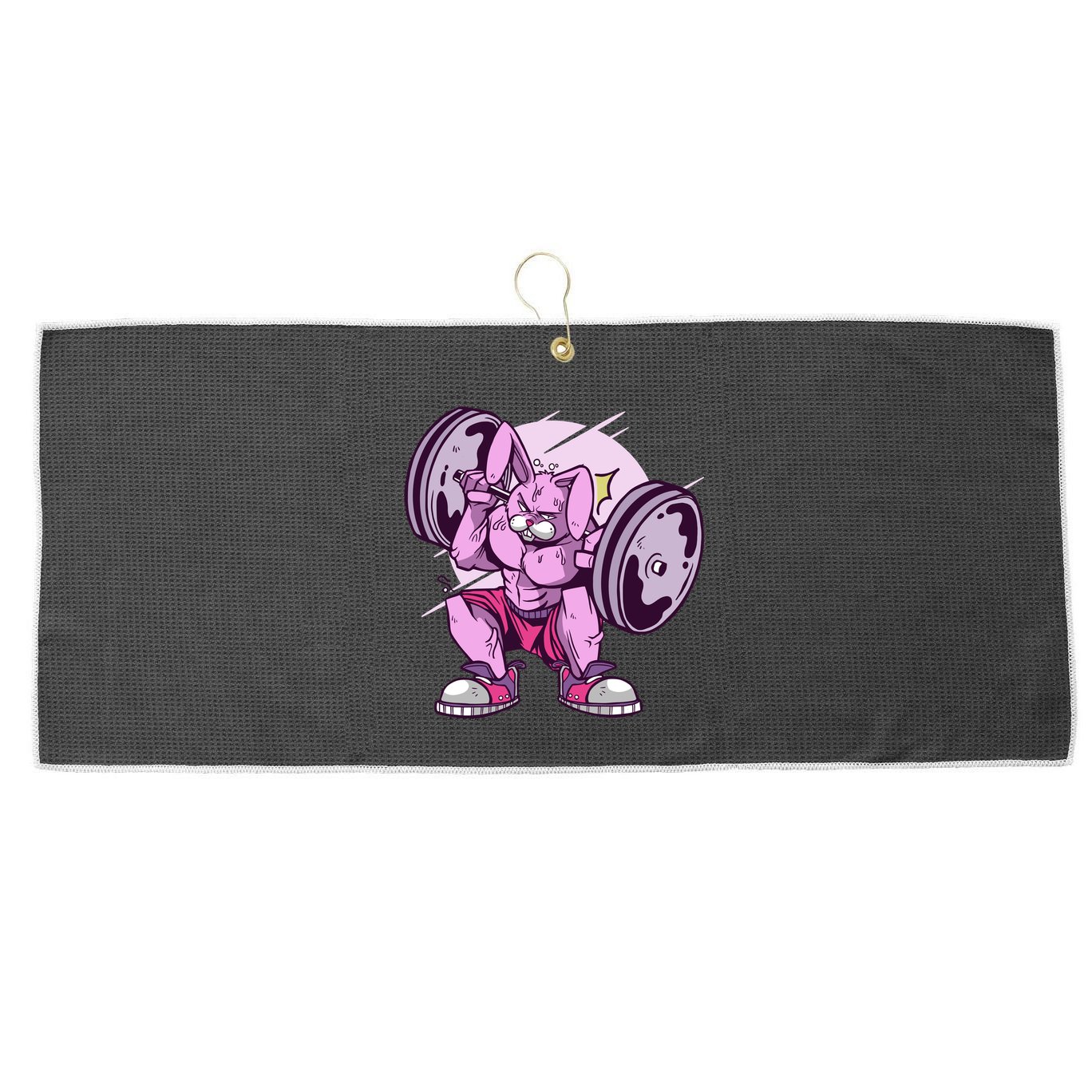 Weightlifting Rabbit Large Microfiber Waffle Golf Towel