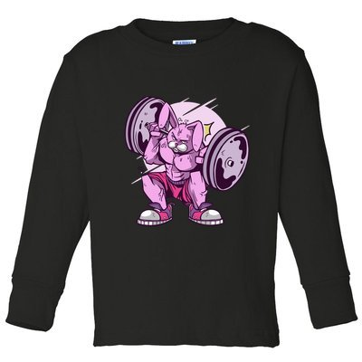 Weightlifting Rabbit Toddler Long Sleeve Shirt