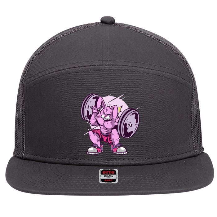 Weightlifting Rabbit 7 Panel Mesh Trucker Snapback Hat