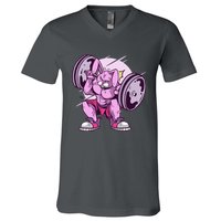 Weightlifting Rabbit V-Neck T-Shirt