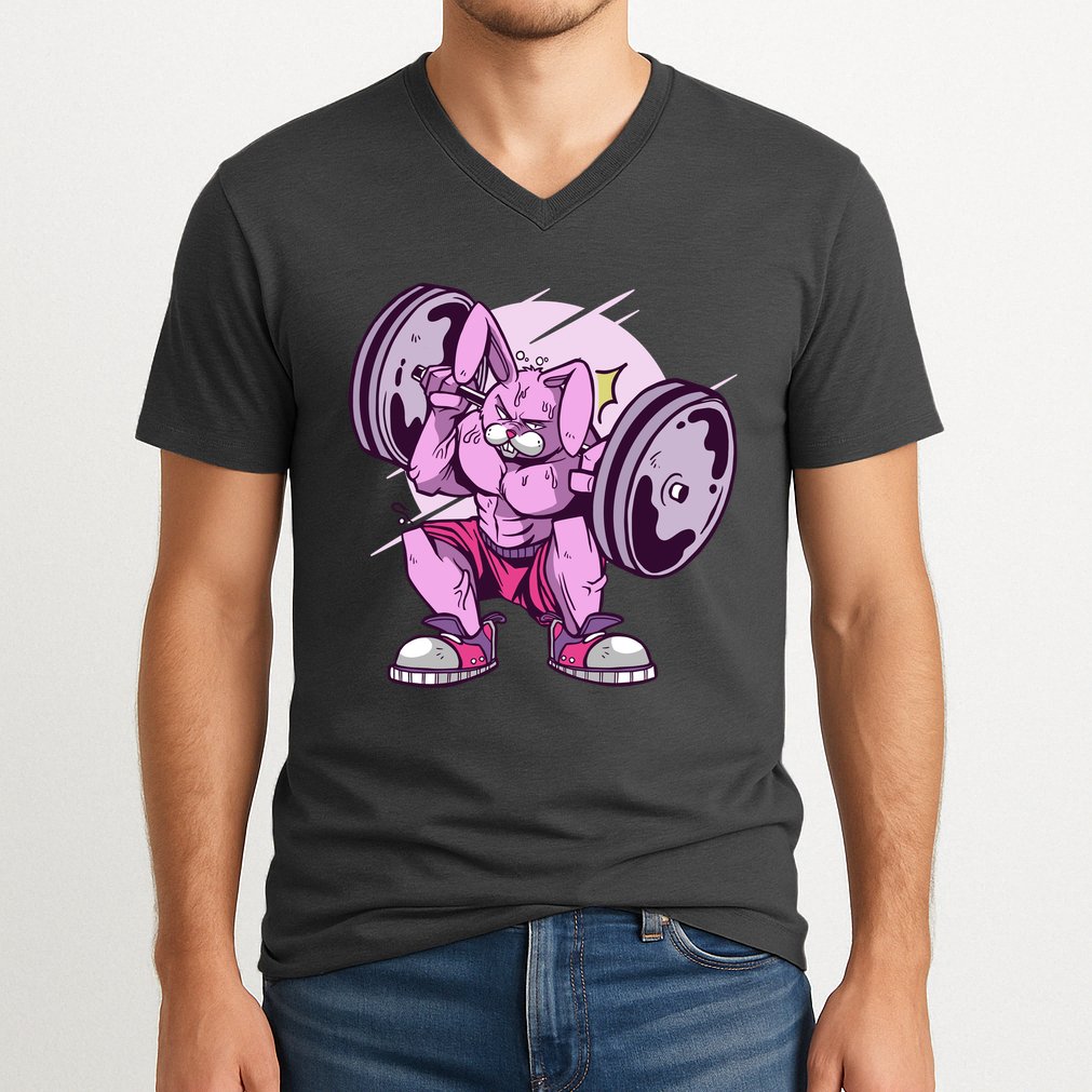 Weightlifting Rabbit V-Neck T-Shirt