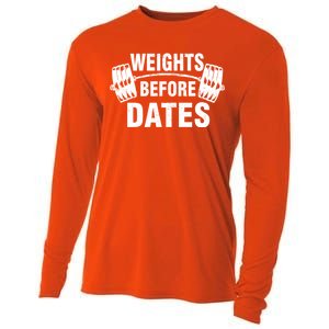 Weights Before Dates Motivation Cooling Performance Long Sleeve Crew