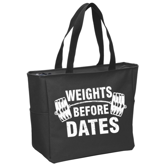 Weights Before Dates Motivation Zip Tote Bag