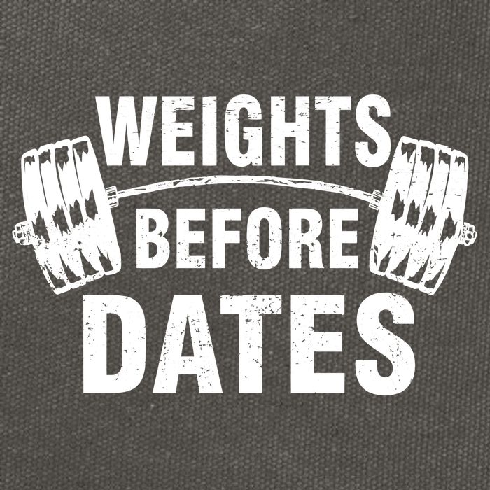 Weights Before Dates Motivation Cotton Canvas Backpack